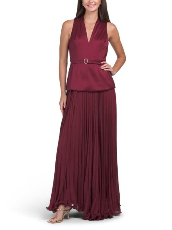 Taylor Dresses & Skirts - TAYLOR V-neck Satin A-line Dress